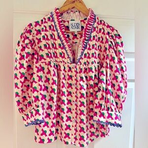 ALDEN ADAIR Pink and Green Patterned Top